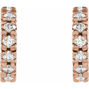 14K Rose 1/3 CTW Lab-Grown Diamond French-Set 10 mm Huggie Hoop Earrings
