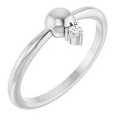 14K White Gold .03 CT Natural Diamond Stackable Bead Ring - Stylish and Elegant