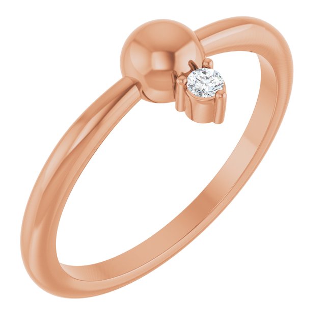14K Rose Gold .03 CT Natural Diamond Stackable Bead Ring - Elegant Jewelry by [Brand Name]