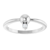 14K White Gold .03 CT Natural Diamond Stackable Bead Ring - Stylish and Elegant