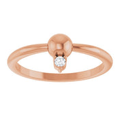 14K Rose Gold .03 CT Natural Diamond Stackable Bead Ring - Elegant Jewelry by [Brand Name]