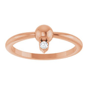 14K Rose Gold .03 CT Natural Diamond Stackable Bead Ring - Elegant Jewelry by [Brand Name]