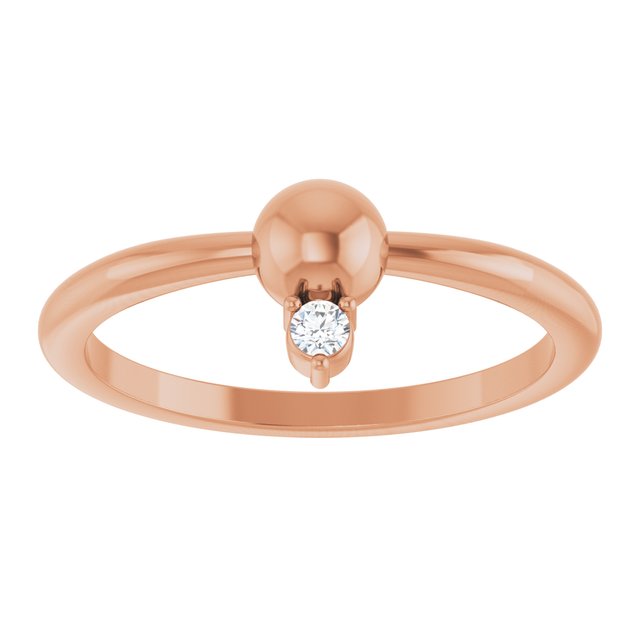 14K Rose Gold .03 CT Natural Diamond Stackable Bead Ring - Elegant Jewelry by [Brand Name]