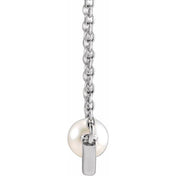 Platinum Cultured White Akoya Pearl V 18" Necklace