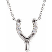 Sterling Silver .08 CTW Natural Diamond Petite Wishbone 18" Necklace