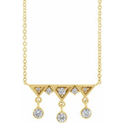 14K 1/5 CTW Natural Diamond Fringe Bar 18" Necklace