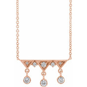 14K 1/5 CTW Natural Diamond Fringe Bar 18" Necklace