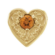 14K Yellow Natural Citrine Heart Slide Pendant