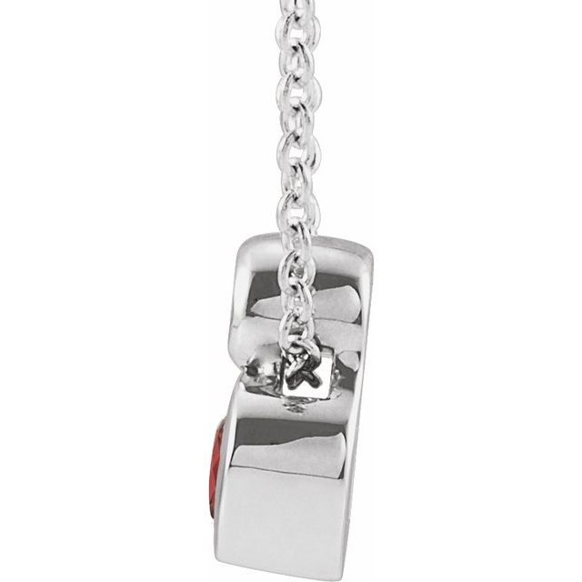 Sterling Silver 5x3 mm Pear Natural Mozambique Garnet & .03 CT Natural Diamond 16-18" Necklace
