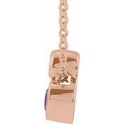 14K 5x3 mm Pear Natural Amethyst & .03 CT Natural Diamond 16-18" Necklace