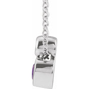 Platinum 5x3 mm Pear Natural Amethyst & .03 CT Natural Diamond 16-18" Necklace