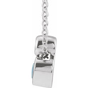 Sterling Silver 5x3 mm Pear Natural Aquamarine & .03 CT Natural Diamond 16-18" Necklace