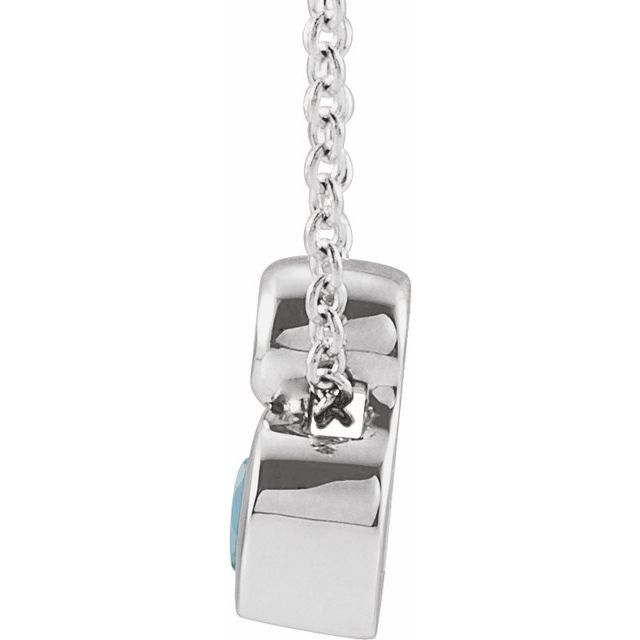 Sterling Silver 5x3 mm Pear Natural Aquamarine & .03 CT Natural Diamond 16-18" Necklace