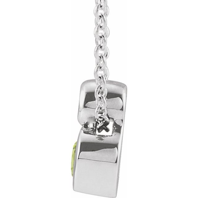 14K White 5x3 mm Pear Natural Peridot & .03 CT Natural Diamond 16-18" Necklace
