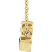 14K Yellow 5x3 mm Pear Lab-Grown Blue Sapphire & .03 CT Natural Diamond 16-18" Necklace