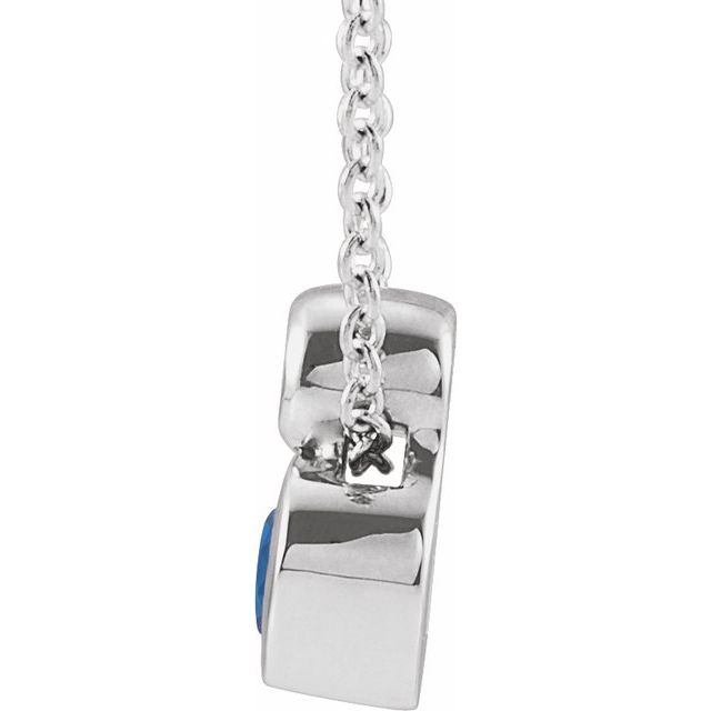 Sterling Silver 5x3 mm Pear Lab-Grown Blue Sapphire & .03 CT Natural Diamond 16-18" Necklace