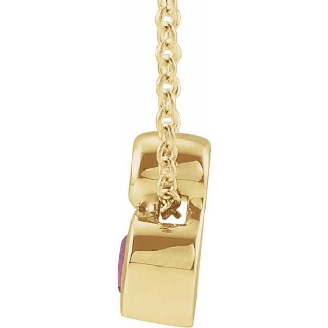 14K Yellow 5x3 mm Pear Natural Pink Tourmaline & .03 CT Diamond 16-18" Necklace