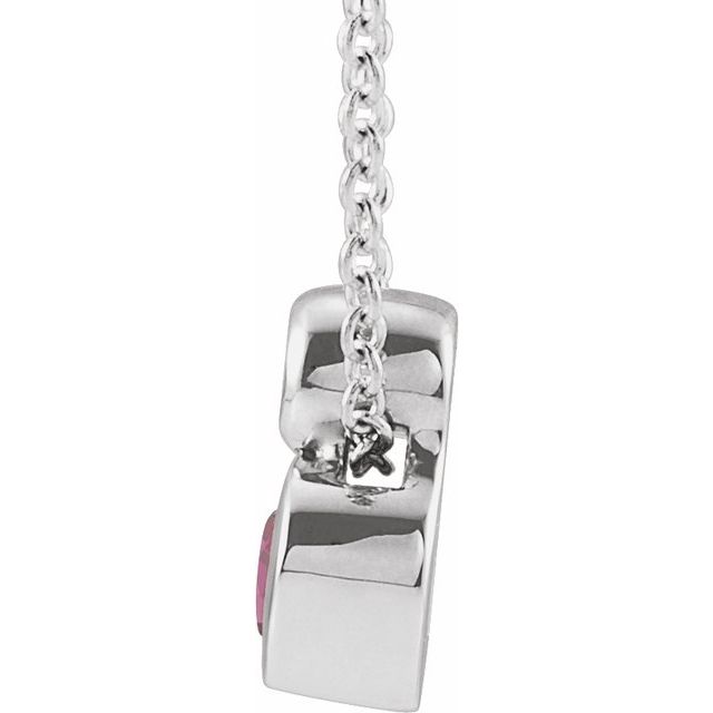 14K White 5x3 mm Pear Natural Pink Tourmaline & .03 CT Natural Diamond 16-18" Necklace