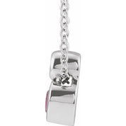 Sterling Silver 5x3 mm Pear Natural Pink Tourmaline & .03 CT Natural Diamond 16-18" Necklace