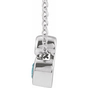 Platinum 5x3 mm Pear Natural Blue Zircon & .03 CT Natural Diamond 16-18" Necklace