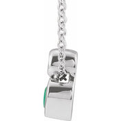 14K 5x3 mm Pear Natural Emerald & .03 CT Natural Diamond 16-18" Necklace