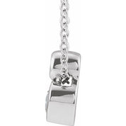 Sterling Silver 5x3 mm Pear Natural White Sapphire & .03 CT Natural Diamond 16-18" Necklace