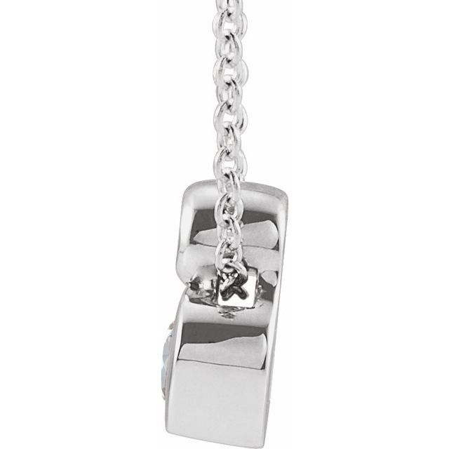 Sterling Silver 5x3 mm Pear Natural White Sapphire & .03 CT Natural Diamond 16-18" Necklace