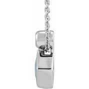 Sterling Silver 4x4 mm Square Natural Aquamarine & .03 CT Natural Diamond 16-18" Necklace