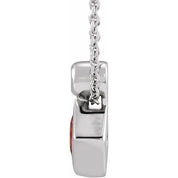 Sterling Silver 4x4 mm Square Natural Mozambique Garnet & .03 CT Natural Diamond 16-18" Necklace