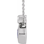 14K Square Natural Tanzanite & .03 CT Natural Diamond 16-18" Necklace