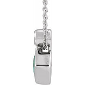 Platinum 4x4 mm Square Lab-Grown Alexandrite & .03 CT Natural Diamond 16-18" Necklace