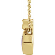 14K 4x4 mm Square Natural Amethyst & .03 CT Natural Diamond 16-18" Necklace