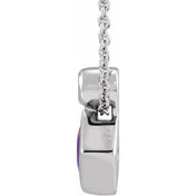 14K 4x4 mm Square Natural Amethyst & .03 CT Natural Diamond 16-18" Necklace