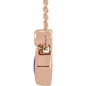 14K 4x4 mm Square Natural Amethyst & .03 CT Natural Diamond 16-18" Necklace
