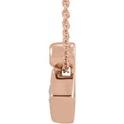 14K Rose 4x4 mm Square Natural White Sapphire & .03 CT Natural Diamond 16-18" Necklace