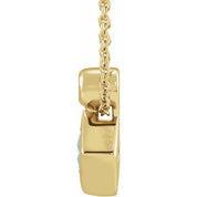14K Yellow 4x4 mm Square Natural White Sapphire & .03 CT Natural Diamond 16-18" Necklace