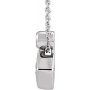 Platinum 4x4 mm Square Natural White Sapphire & .03 CT Natural Diamond 16-18" Necklace