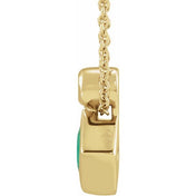 14K 4x4 mm Square Natural Emerald & .03 CT Natural Diamond 16-18" Necklace