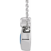 Platinum 4x4 mm Square Natural Blue Sapphire & .03 CT Natural Diamond 16-18" Necklace