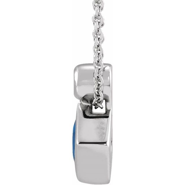 Platinum 4x4 mm Square Natural Blue Sapphire & .03 CT Natural Diamond 16-18" Necklace