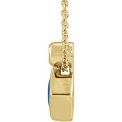 14K Yellow 4x4 mm Square Lab-Grown Blue Sapphire & .03 CT Natural Diamond 16-18" Necklace