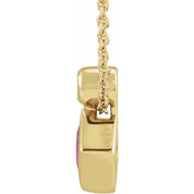 14K Yellow 4x4 mm Square Natural Pink Tourmaline & .03 CT Natural Diamond 16-18" Necklace