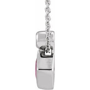 Platinum 4x4 mm Square Natural Pink Tourmaline & .03 CT Natural Diamond 16-18" Necklace
