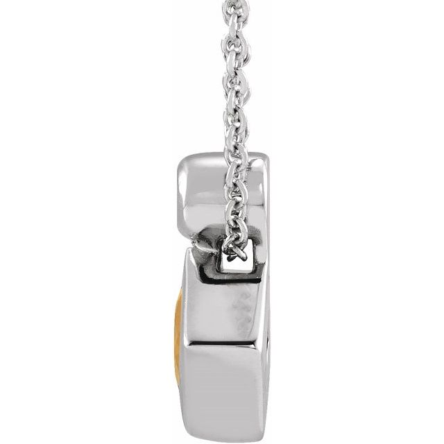 Sterling Silver 4x4 mm Square Natural Citrine & .03 CT Natural Diamond 16-18" Necklace