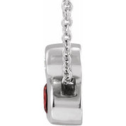 Sterling Silver 5x3 mm Oval Natural Mozambique Garnet & .03 CT Natural Diamond 16-18" Necklace