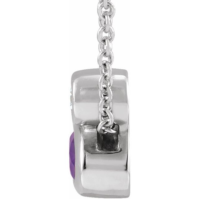Platinum 5x3 mm Oval Natural Amethyst & .03 CT Natural Diamond 16-18" Necklace