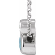 Sterling Silver 5x3 mm Oval Natural Aquamarine & .03 CT Natural Diamond 16-18" Necklace