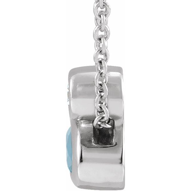 Sterling Silver 5x3 mm Oval Natural Aquamarine & .03 CT Natural Diamond 16-18" Necklace
