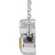 Sterling Silver 5x3 mm Oval Natural Citrine & .03 CT Natural Diamond 16-18" Necklace