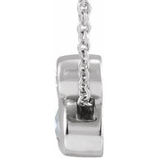 Sterling Silver 5x3 mm Oval Natural White Sapphire & .03 CT Natural Diamond 16-18" Necklace